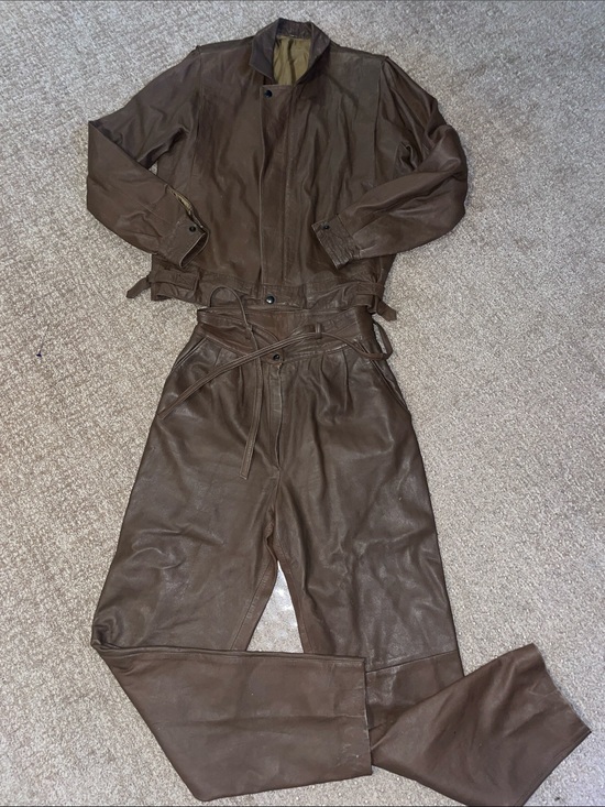 Vera Pelle Pants - Vera Pelle Mocha Brown Leather Jacket & Trousers Small